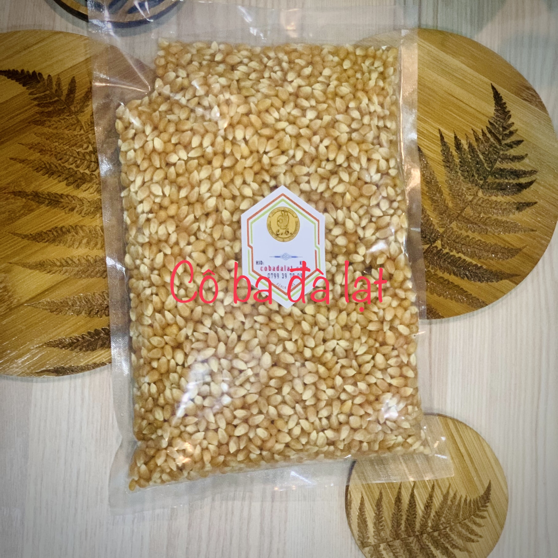 Bắp Rang Bơ Sạch Nổ 100% Cô Ba Đà Lạt 1000 gram Organic