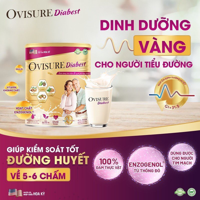 Sữa Hạt Tiểu Đường Ovisure Diabest 650g ( CAM KẾT HÀNG CHÍNH HÃNG )