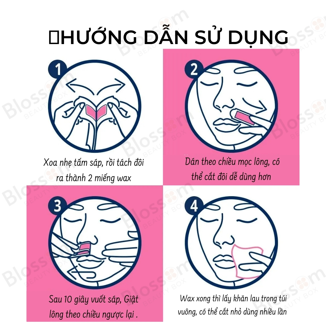 Miếng dán tẩy lông WAX lông mặt ria mép VEET