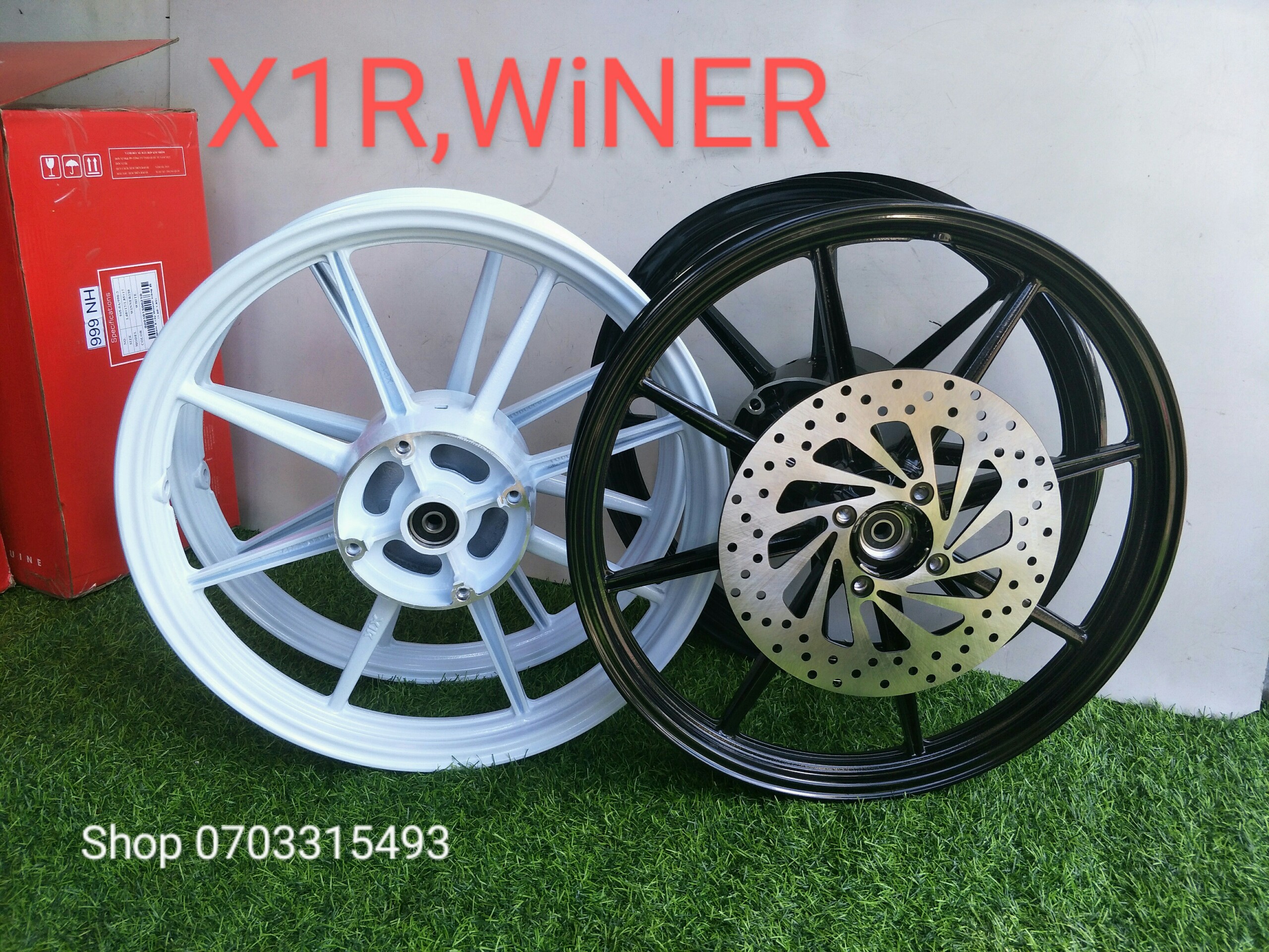 [HCM] CẶP BÁNH MÂM 8 CÂY X1R 1.6 1.85 KÈM ĐĨA TRƯỚC ỐC TITAN2 CANH NHÔM GẮN WINER (KHÔNG ABS)