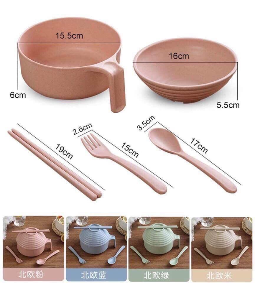 Bộ bát đũa thìa dĩa lúa mạch úp mỳ