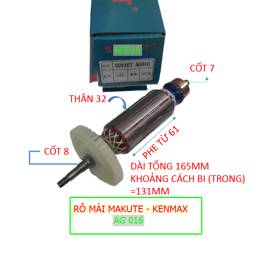 Rotor makute - kenmax, rô mài makute dài 165 thân 32,
