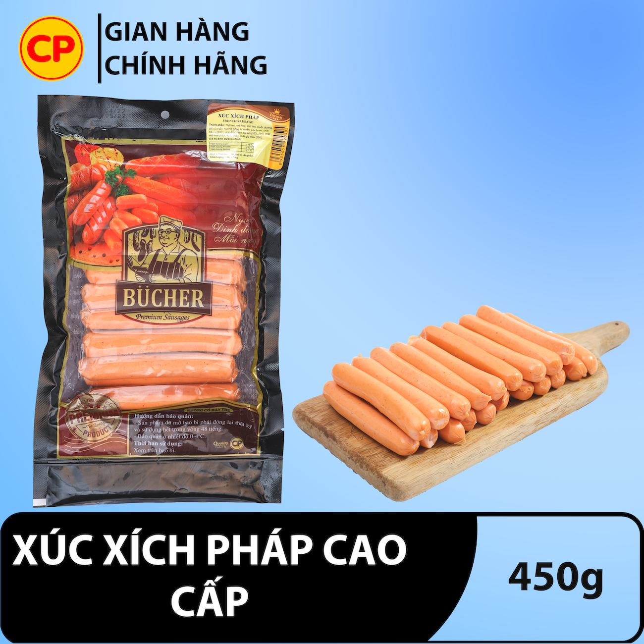 Xúc xích pháp 450g - xúc xích tươi cp