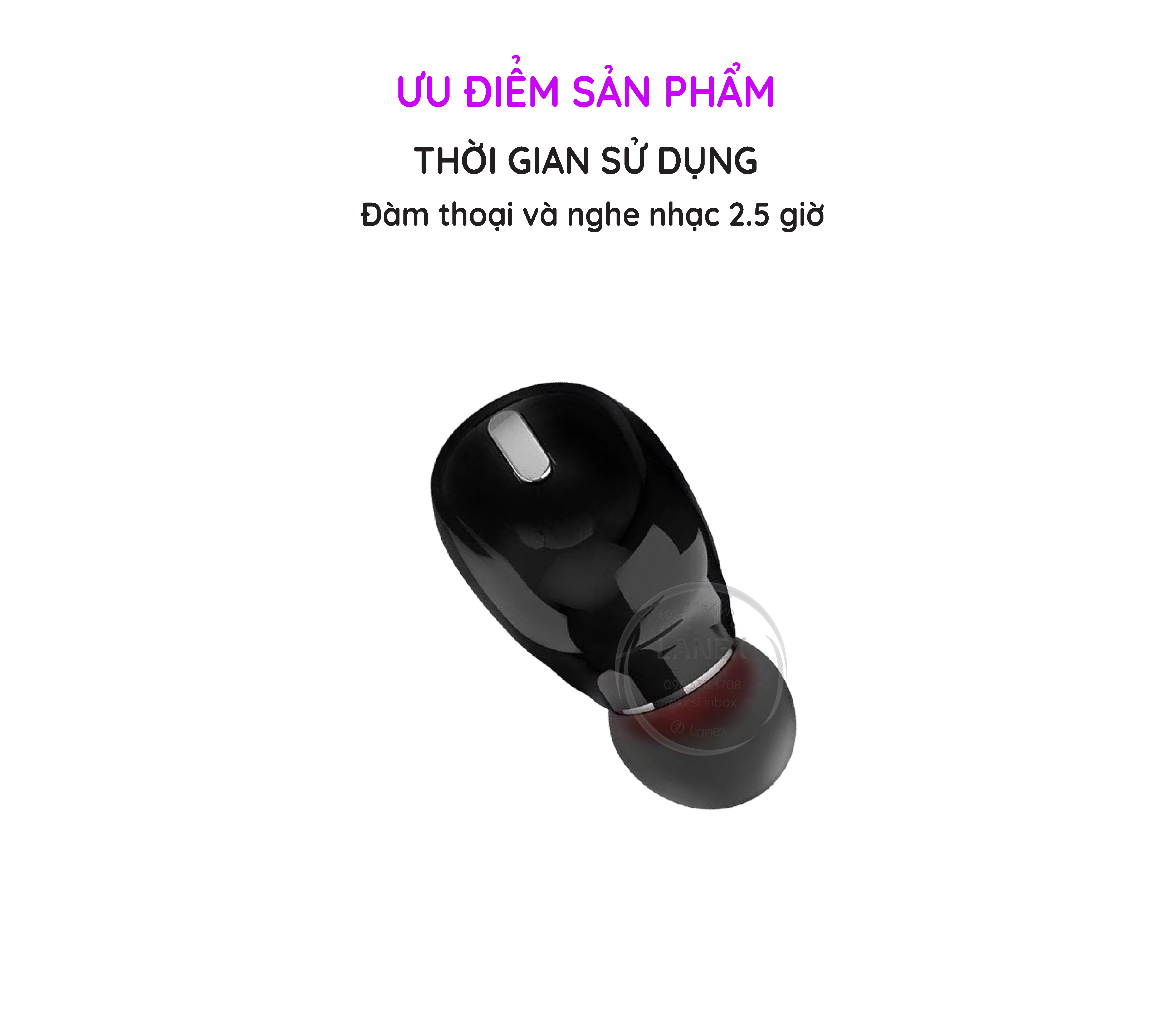 Tai Nghe Bluetooth Lanex Lep - W03 1 Bên V5.0 Có Mic