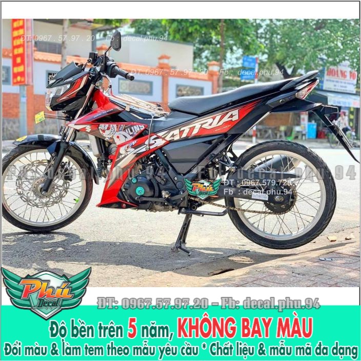 Tem rời Satria Đỏ Trắng đen Thỏ Ohlins