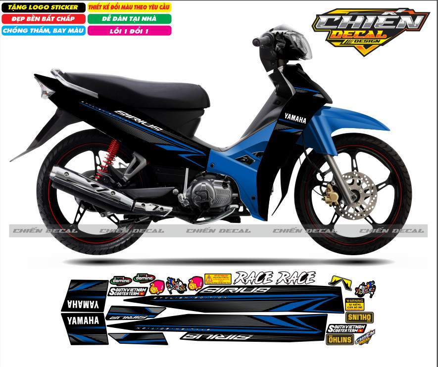 Tem rời xe sirius RC 100cc - 50cc mẫu zin nhiều màu lựa chọn