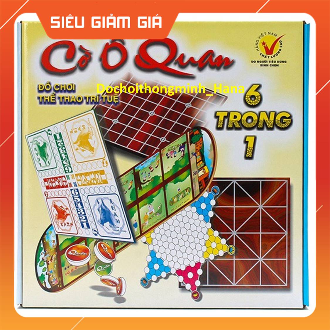 Bộ cờ ô ăn quan 6 trong 1 ,ô ăn quan, cờ vây, cờ caro, cờ cá ngựa, cờ nhảy, cờ gánh cả nhà cùng vui