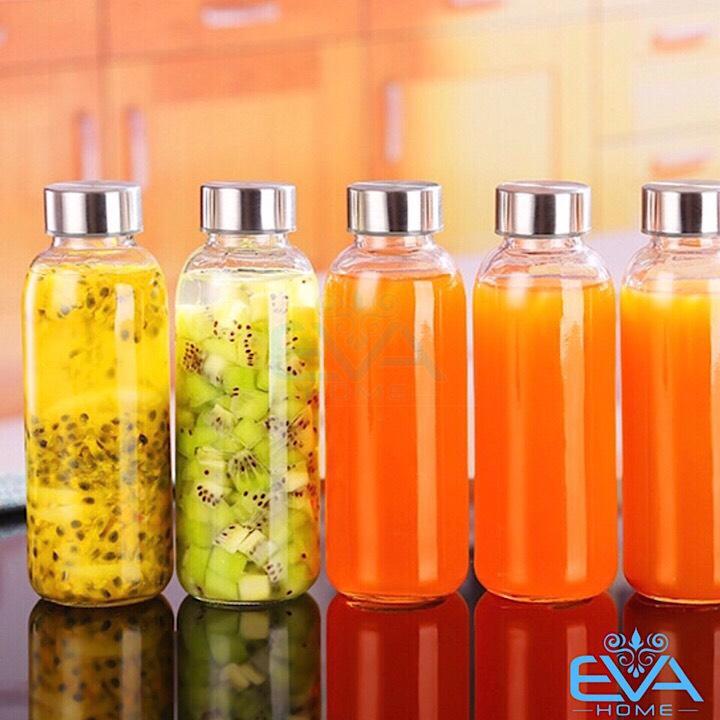 [HCM]Combo 5 Bình Đựng Nước Thủy Tinh Có Dây Xách 300 Ml - Thủy tinh trong suốt không lẫn tạp chất - Có dây xách tiện lợi