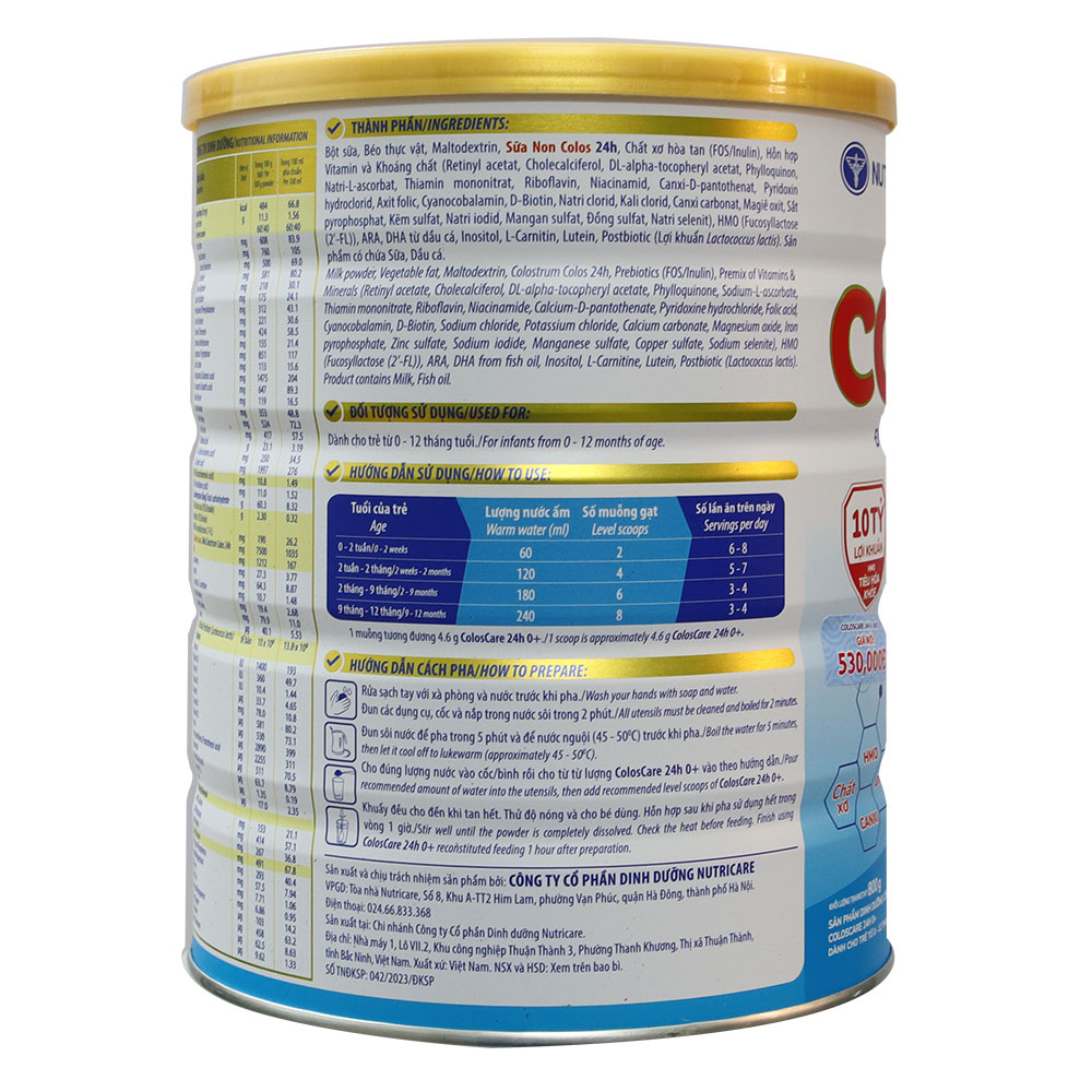 Sữa ColosCare 0+ 1200 igG 800g (Date 2026)