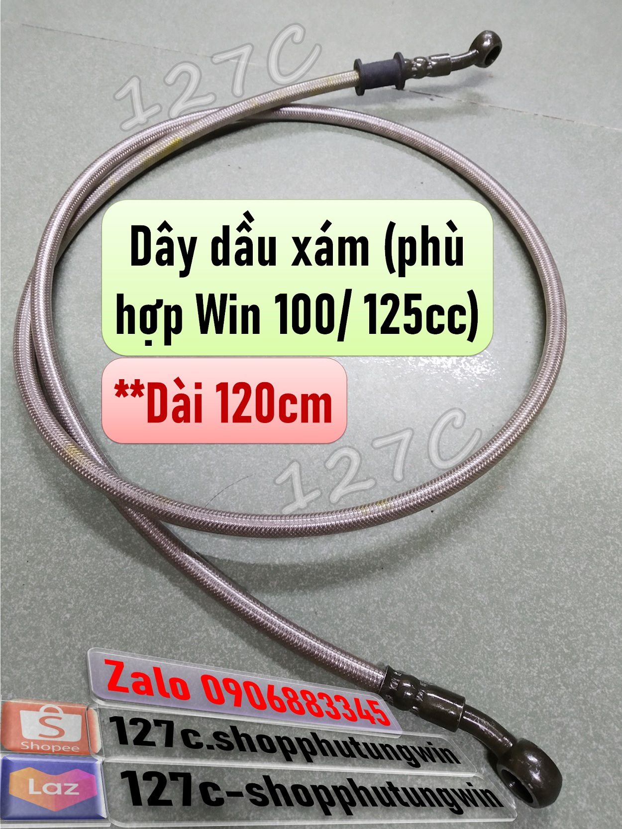 [HCM] Dây dầu xám (Dài 120cm) phù hợp phanh đĩa nâng cấp ghi đông cao