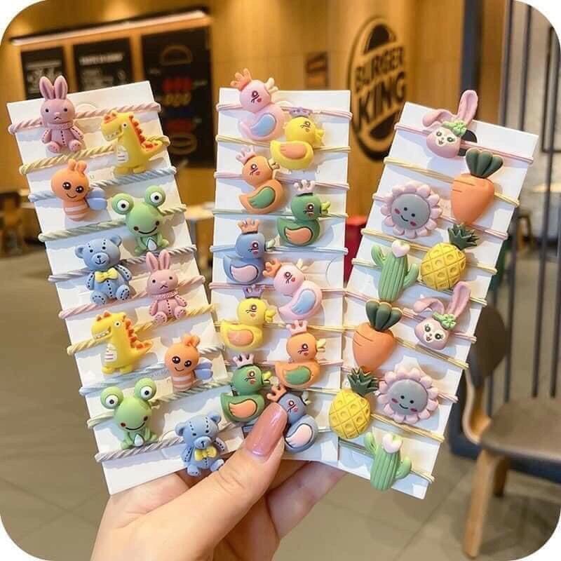 Set 10 dây cột tóc co giãn nhiều màu dễ thương cho bé gái