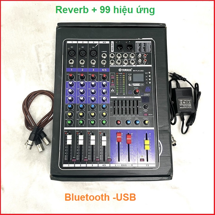 Mixer M4 Pluss mẫu mới nhất ghép dàn Karaoke,Loa kéo,Hát Livestream,Chỉnh Echo-Reverb-99 hiệu ứng âm nhạc,tặng dây kết nối