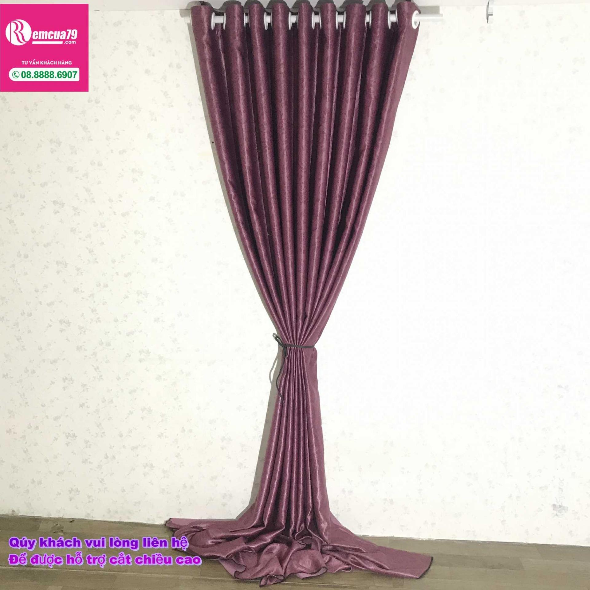 Rèm, màn cửa Ph curtains( ngang200cm x cao 270cm) Màu tím bông chìm huyền ảo + tặng dây vén màn