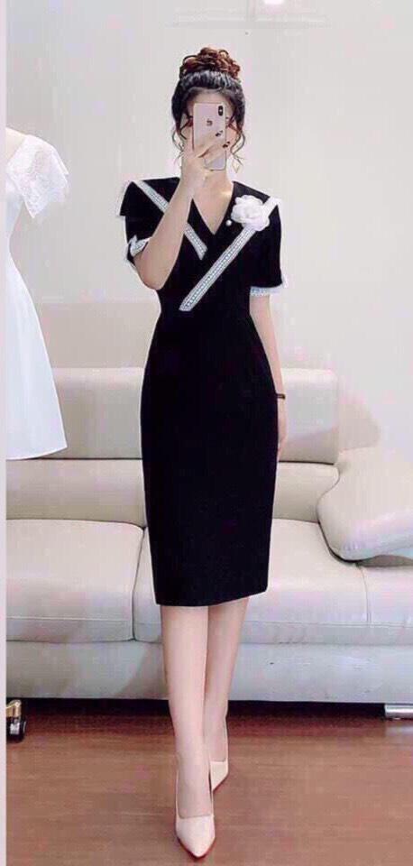 Đầm suông công sở dự tiệc ( tặng hoa cài)