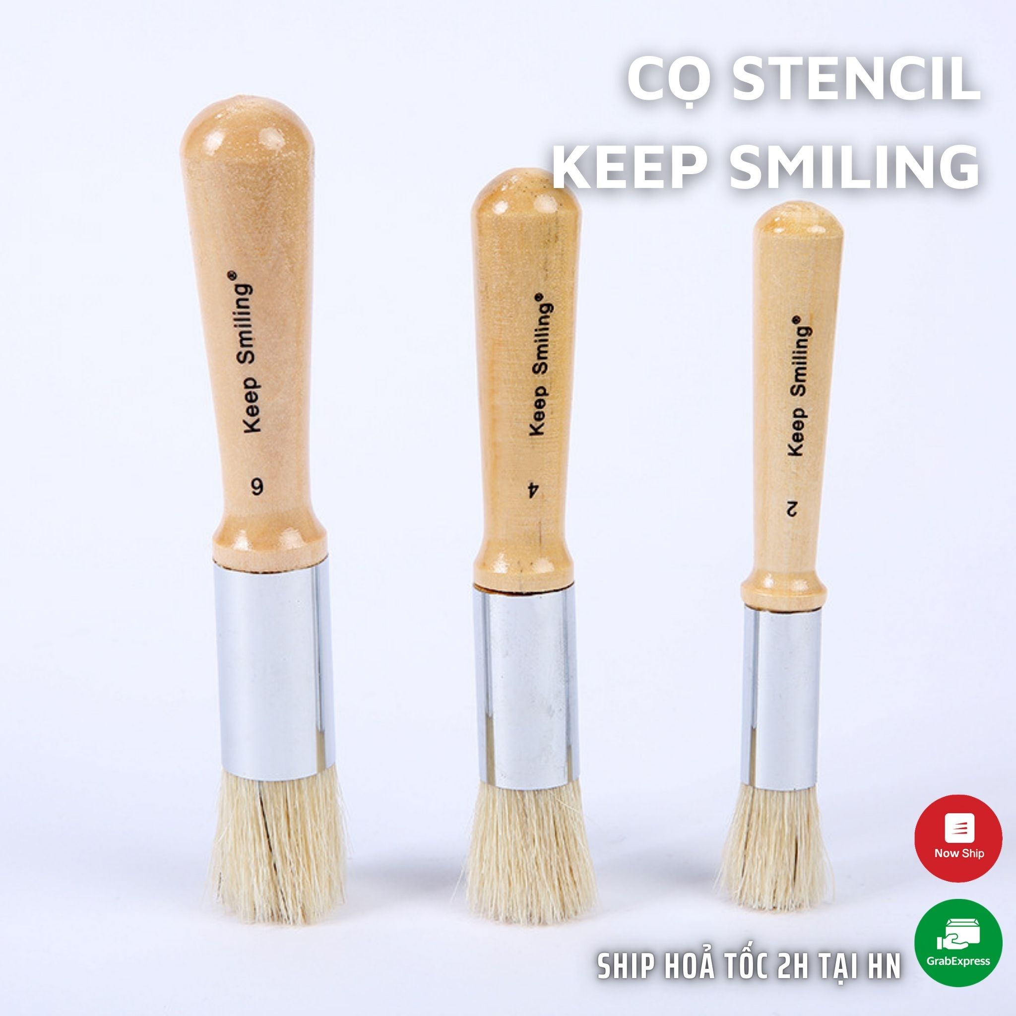 Cọ Stencil Keep Smiling - lông lợn