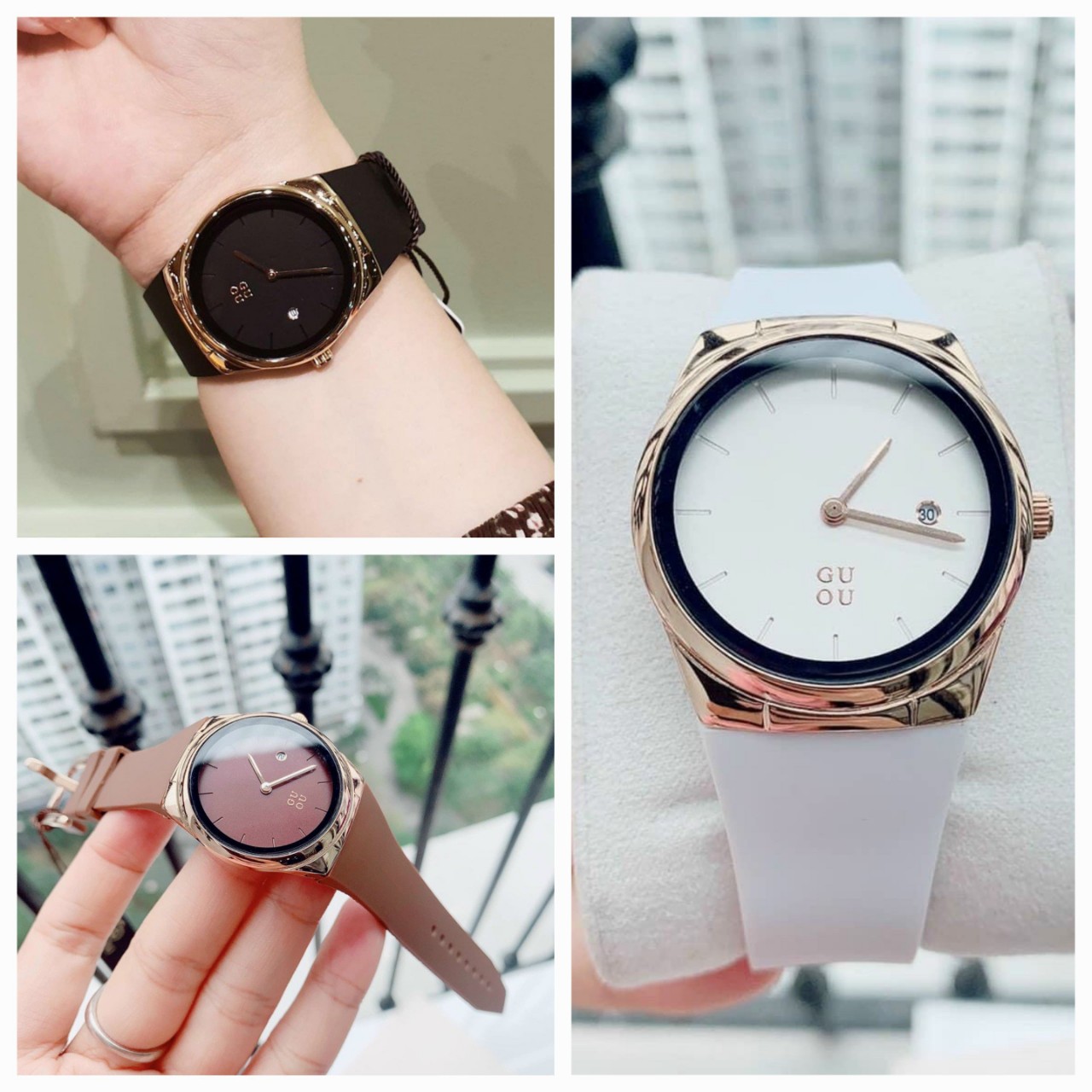 Đồng hồ nữ GUOU 32mm Dây Silicone Cao Cấp, Chống Nước, Chống Phai Màu