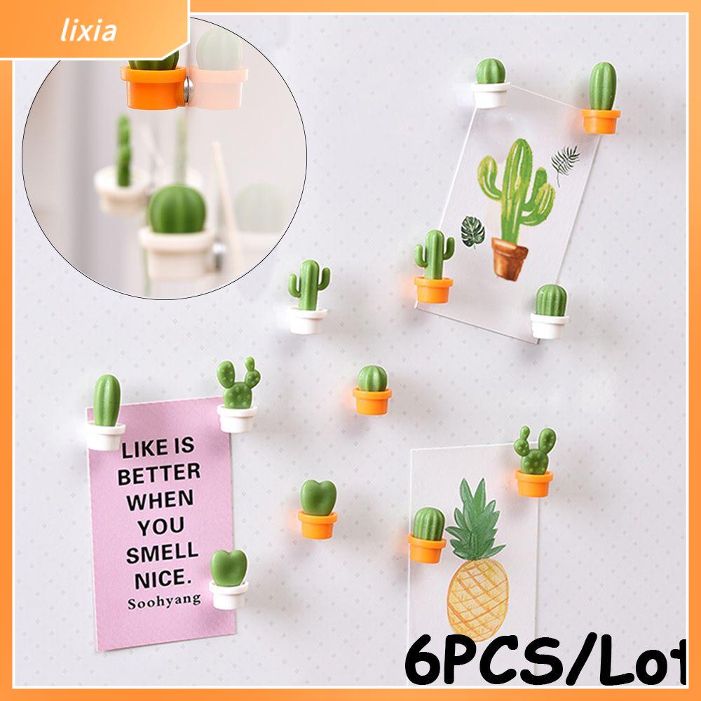 6PCS/Lot Refrigerator Magnet Cute Kitchen Message Board Home Decoration Magnetic Stickers Simulation Cactus Refrigerator Magnet Succulent Potted