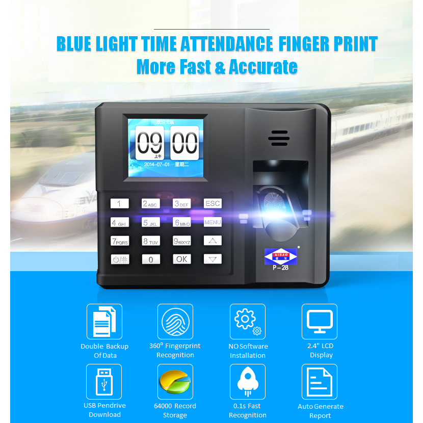 Máy Chấm Công Quét Vân Tay Mini Elitek 6699