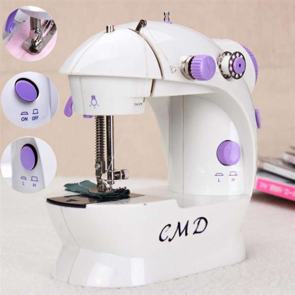 Máy khâu CMD mini có đèn led và cắt chỉ