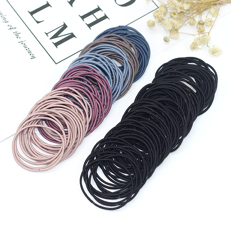 COMBO 100 chun buộc tóc - thun cột tóc trơn nhiều màu cho bạn gái