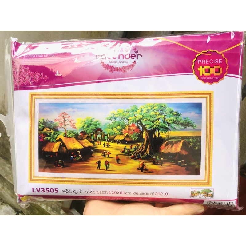 Tranh đính đá phong cảnh chợ quê- làng quê vs241,vs242,vs243,lv3505,lv3506
