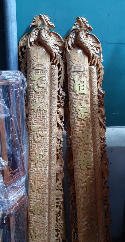 [Trả góp 0%] Bộ Hoành phi câu đối gỗ gõ