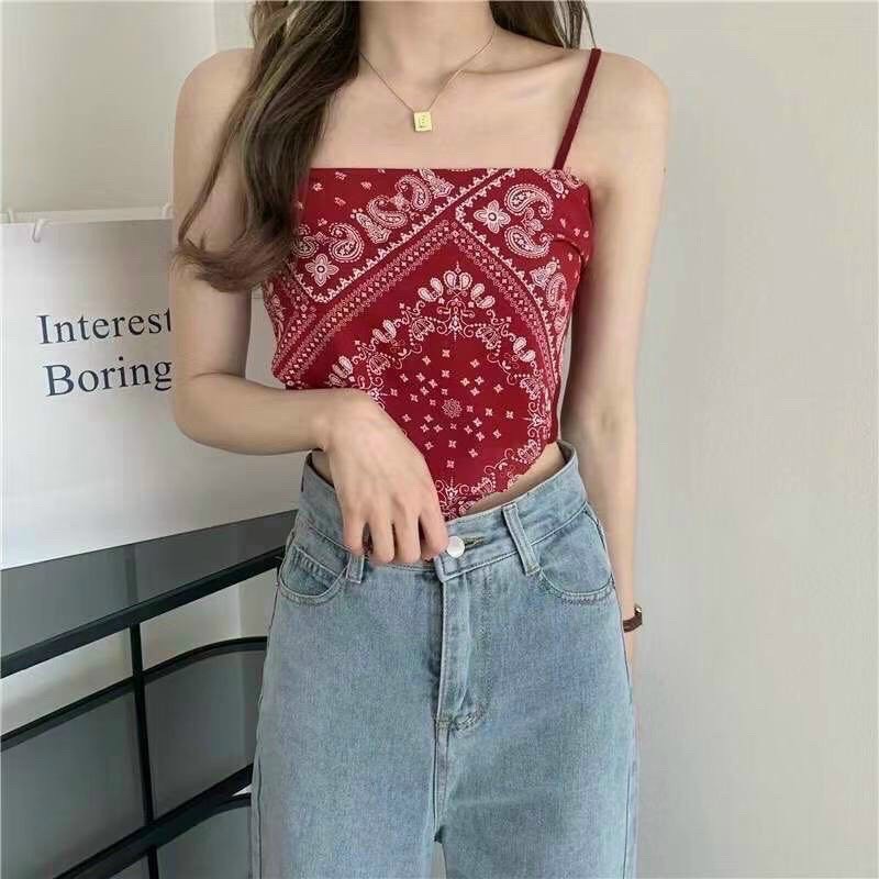 Áo yếm 2 dây họa tiết thổ cẩm boho A105