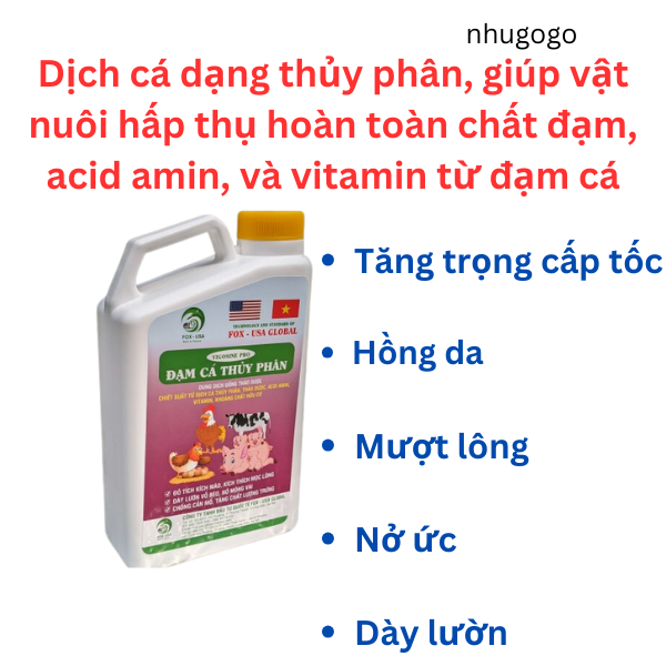 Đạm cá thủy phân 1L đạm cá thủy phân thảo dược, bổ sung đạm và vitamin