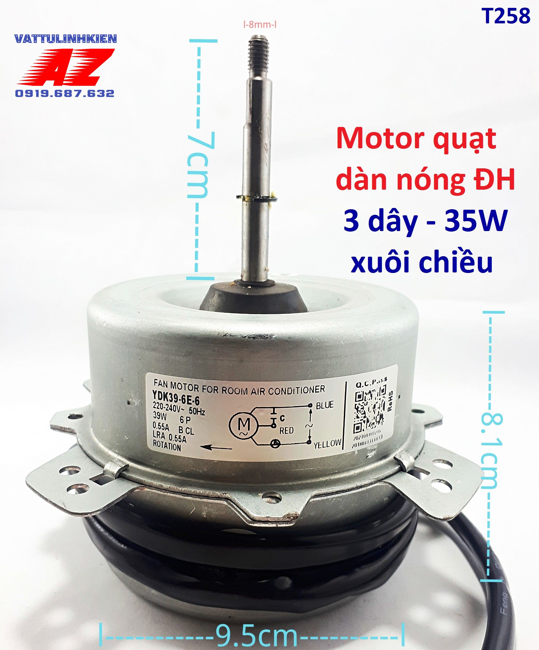 Motor quạt dàn nóng điều hòa 220V-36W-3 dây
