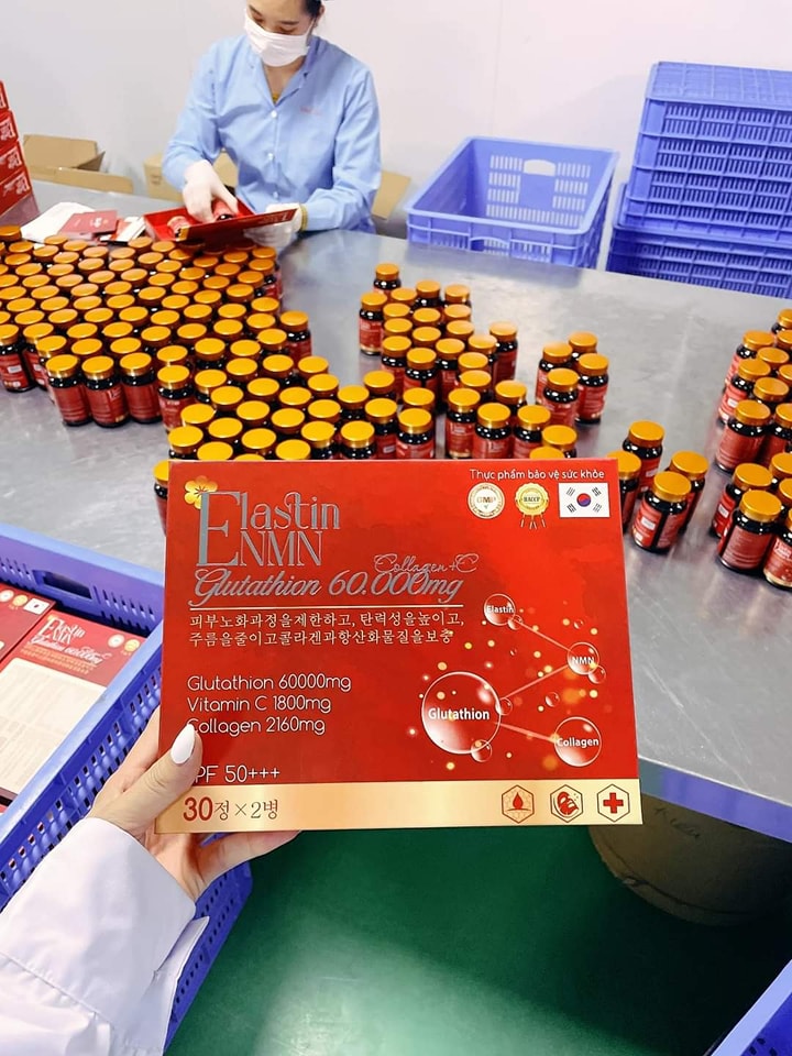 Viên Uống Elastin NMN Glutathione 60.000mg (Hộp 2 Lọ 60 Viên)