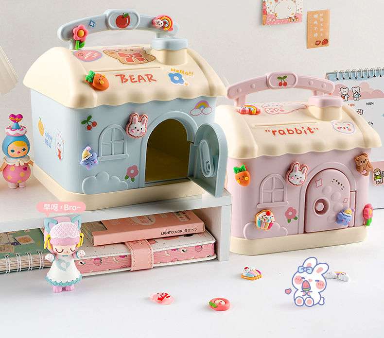 Heo đất màu đỏ lưới trẻ em gái gái heo đất phong cách mới heo đất gửi được