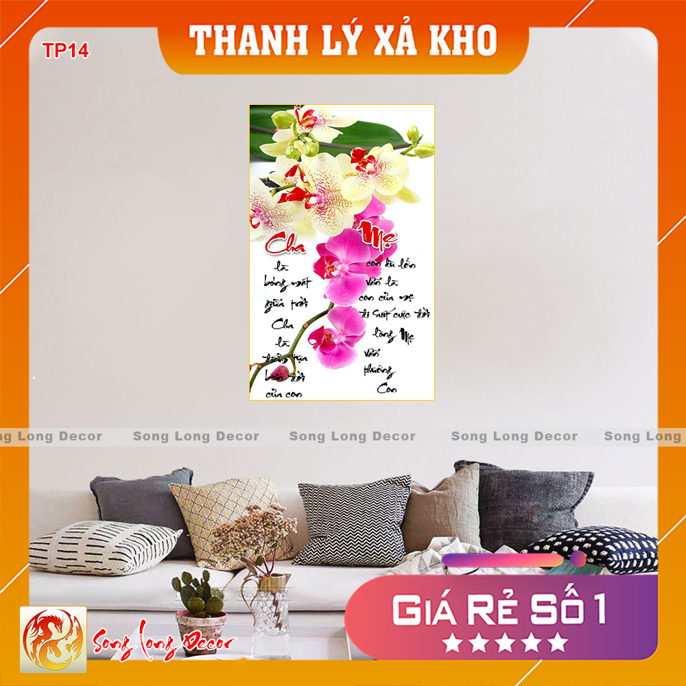 Tranh dán tường 3d - tranh 3d thư pháp - tranh cha mẹ - giấy dán tường 3d - song long decor - tp14