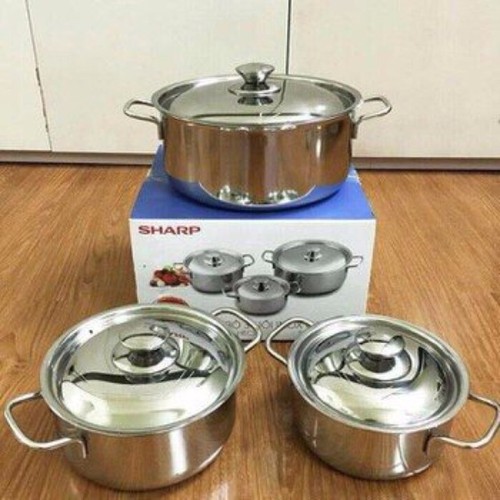 Bộ 3 Nồi Inox 1 Đáy - Quà Tặng Từ Sharp