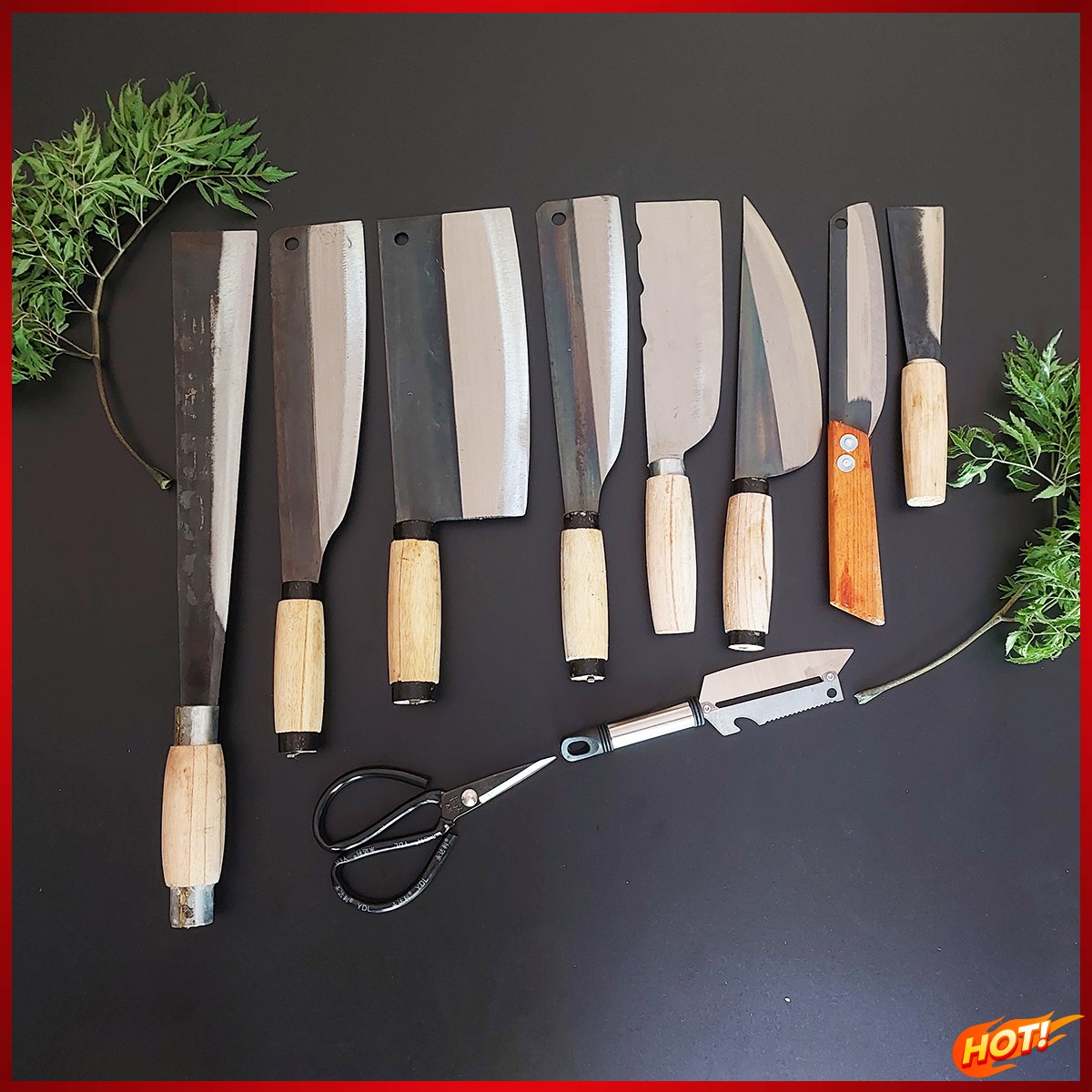 Bộ dao 10 món nhà bếp dao chặt dài 50cm
