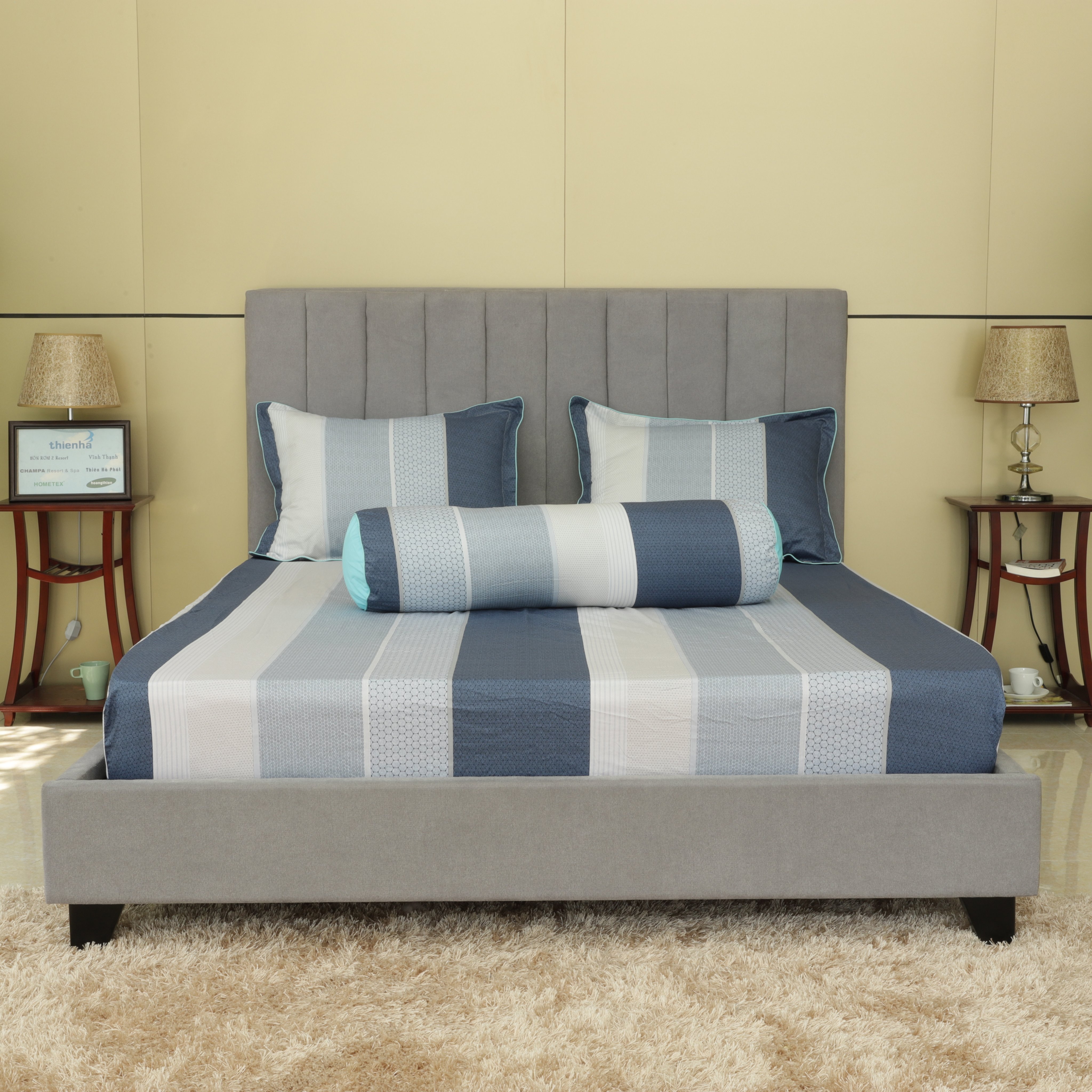 Bộ Drap gối cotton hoa Hometex