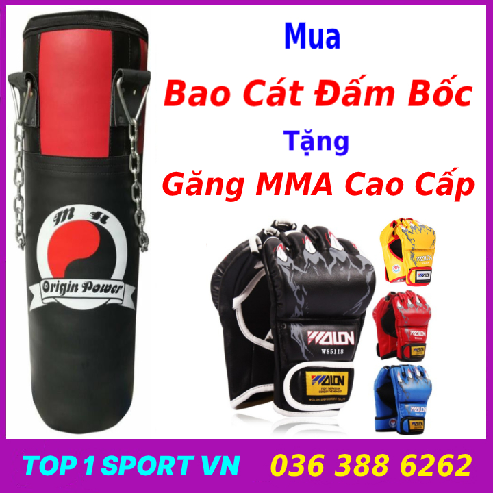 Bao cát đấm bốc 80cm tặng găng mma, bao cát dây xích 3 lớp dày 2,5 mm đã nhồi hoàn thiện tặng kèm găng tay đấm bao cát MMA cao cấp - Bảo hành bao cát 12 tháng