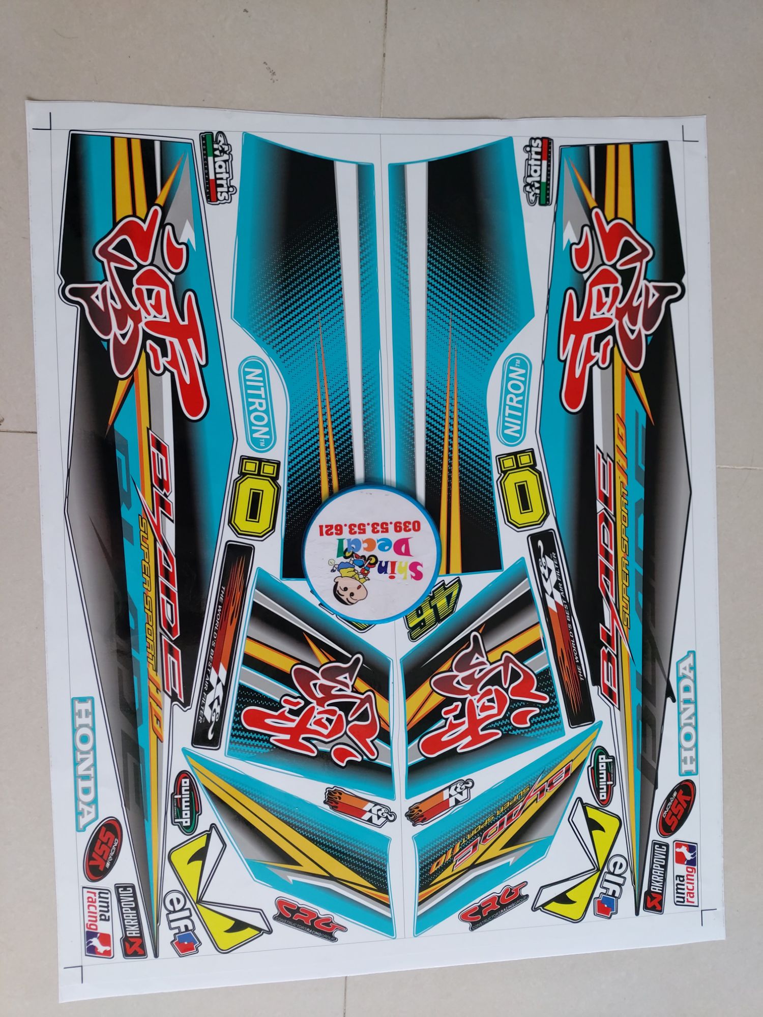 Tem xe honda wave blade chữ tàu