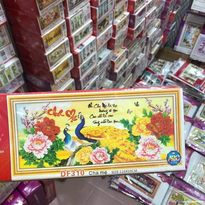 Tranh đính đá ABC Cha Mẹ VS058 (90x45cm) - chưa đính đá