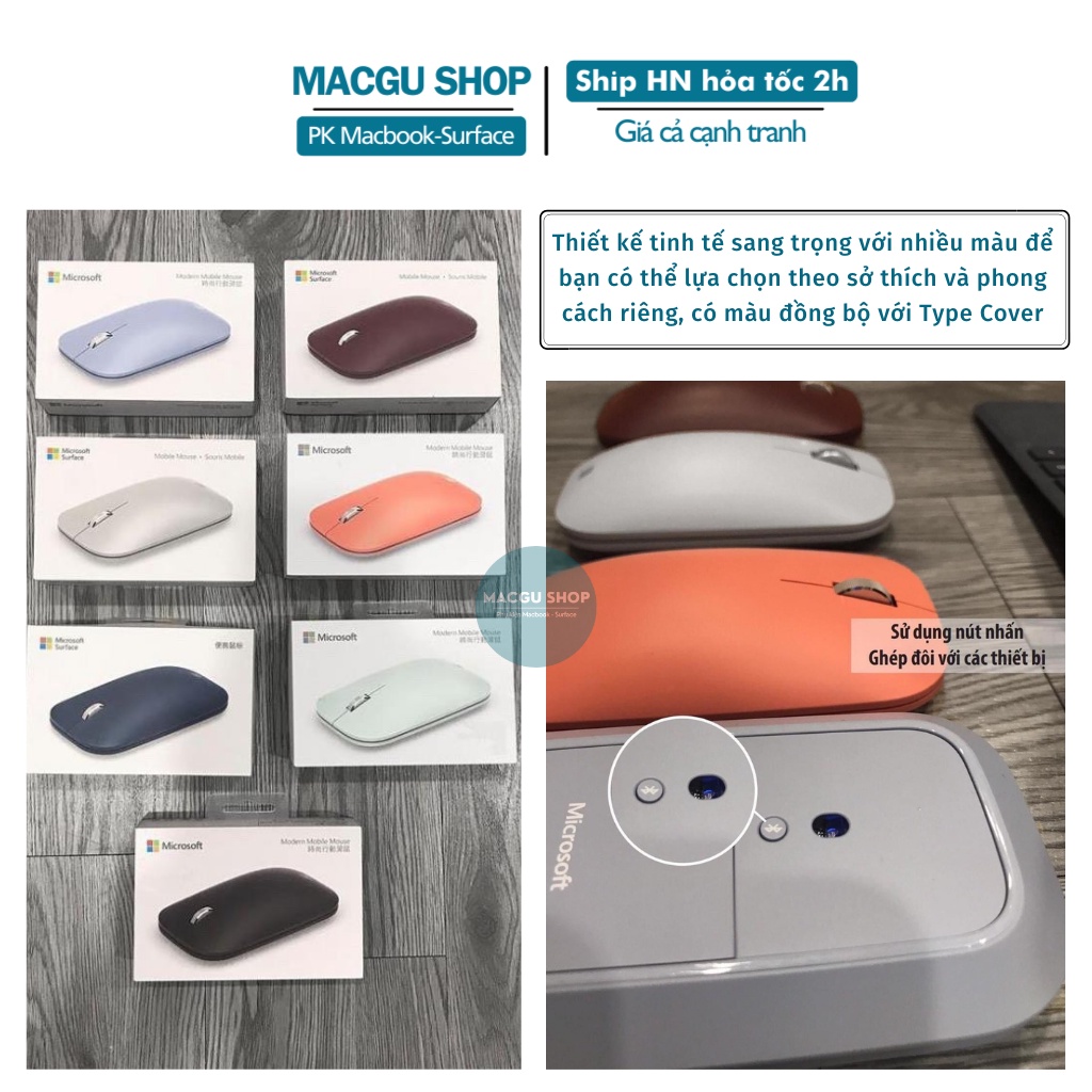 (Mới) Microsoft Mobie Mouse bluetooth-Chuột macbook, surface, laptop microsoft  kết nối không dây-(nhiều màu)