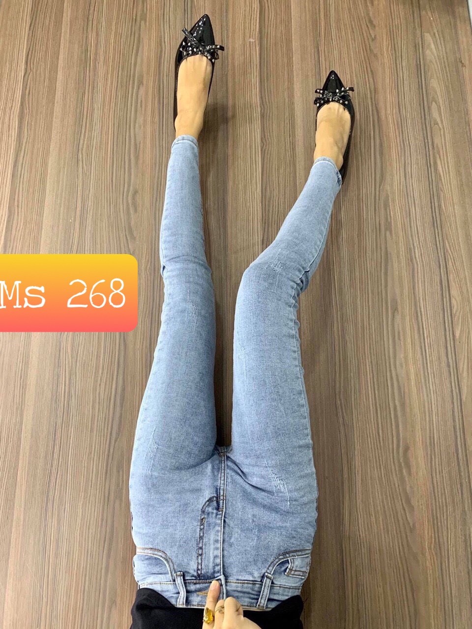 Quần jean nữ xanh nhạt lưng cao 1045Y1