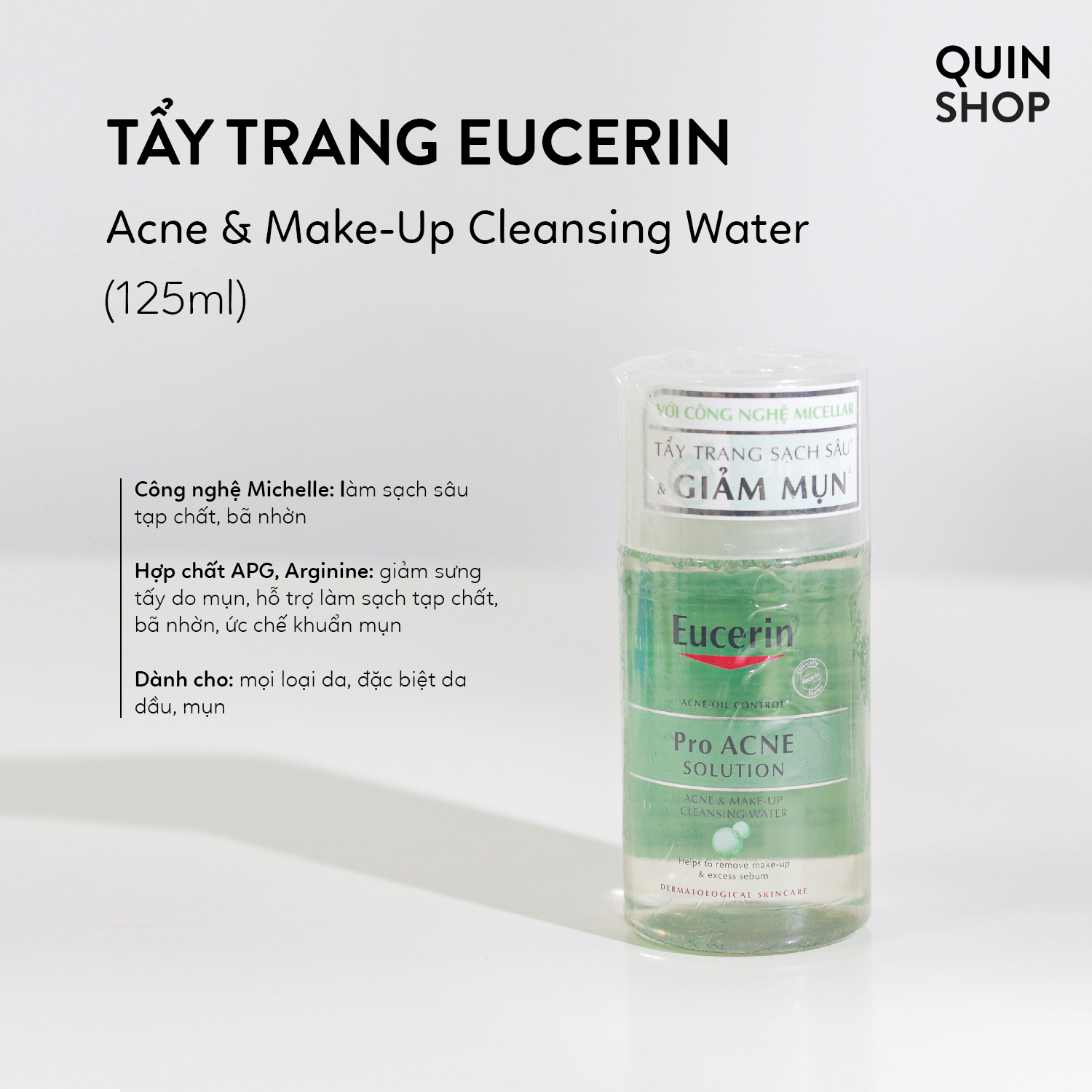 Nước Tẩy Trang Cho Da Dầu Mụn Eucerin Pro Solution Acne & Make-Up Cleansing Water