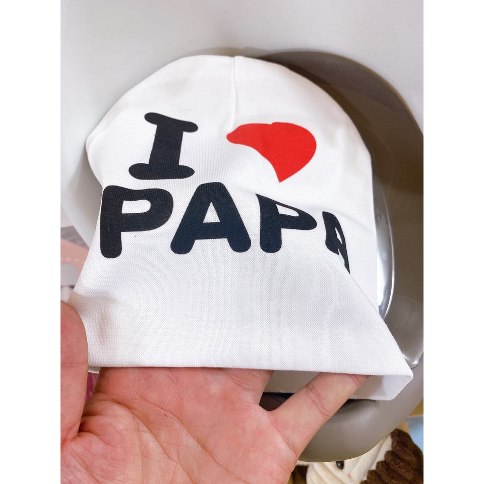 Mũ cotton i love papa, i love mama