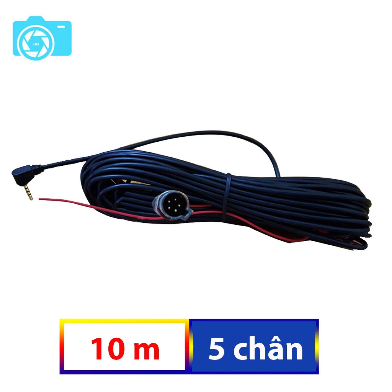 Dây tín hiệu cho camera lùi kết nối camera hành trình, dài 10m, 12m, 15m, jack 2.5mm, 5 chấu