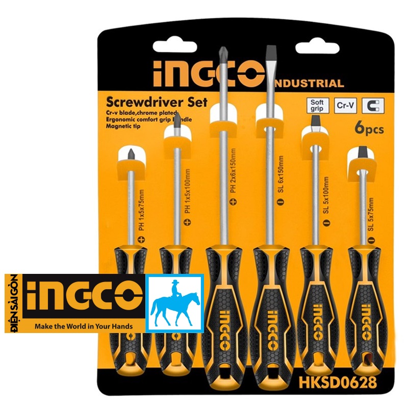 Bộ 6 cây tuốc nơ vít có nam châm crv tpr kendo 85114