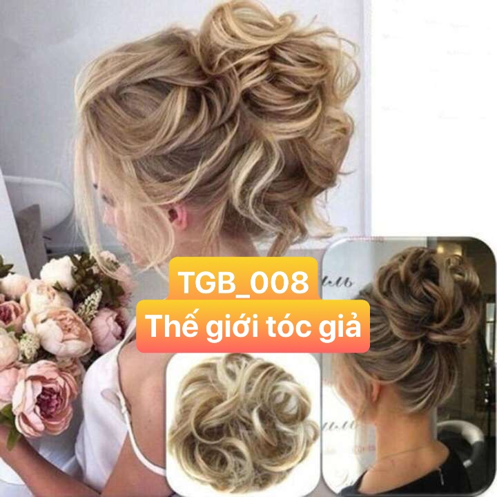 [HCM]TÓC GIẢ BÚI KIỂU DÂY CỘT THUN XOĂN NỮ TÍNH B008