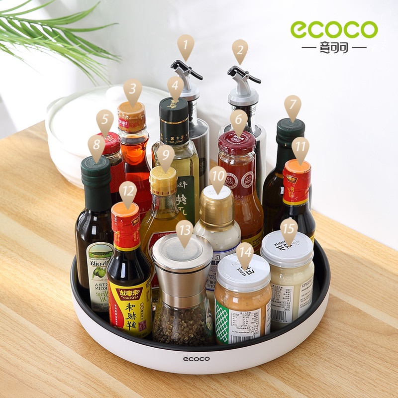 Kệ Xoay Đa Năng 360 Độ ECOCO, Kệ Để Đồ Đa Năng, Khay Để Gia Vị Mỹ Phẩm Thông Minh Nhựa ABS Cao Cấp