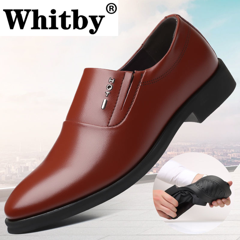 Brand Whitby Men's Shoes Leather Shoes Soft Rubber Soles Soft Foot Elegant Style Luxury
