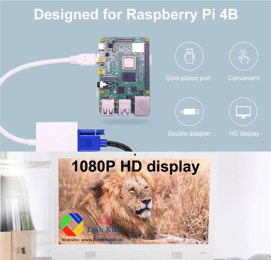 Cáp Chuyển Micro-HDMI Sang VGA Cho Raspberry Pi 4B