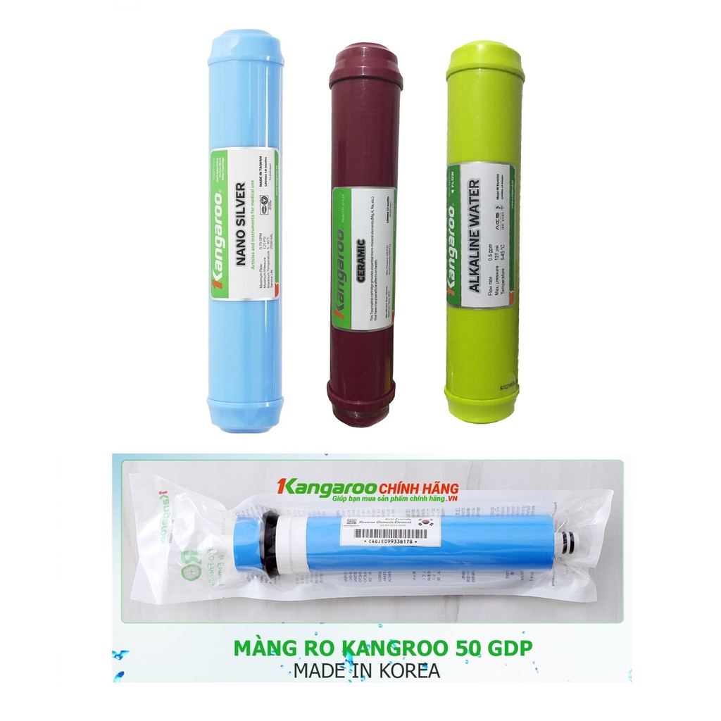 BÁO GIÁ Lõi Lọc Nước 4 5 6 | Shopee Lazada Sendo Tiki mới nhất 38 Bộ 04 Lõi Lọc Nước Kangaroo số 4,5,6,7 (Lõi 4 RO+ alkaline, Lõi 6 Ceramic ) ,cam kết chính hãng kangaroo.