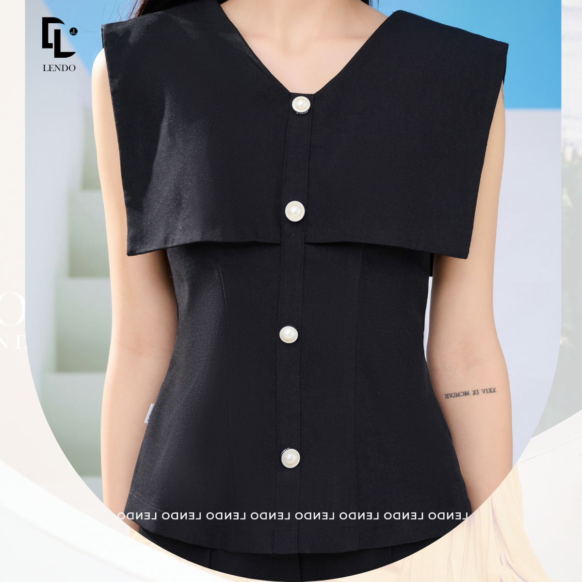 Áo Peplum Đính Cúc Trai LENDO A230309